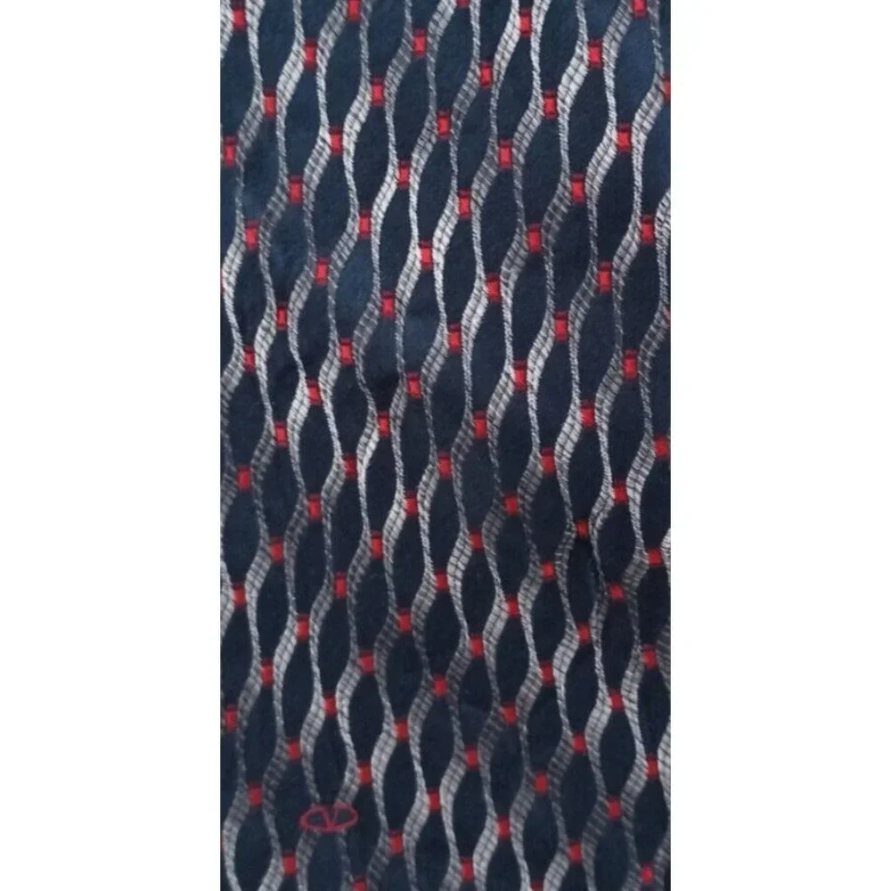 VALENTINO Blue Geometric Silk Tie ITALY 60"/ 3.7" EC - Picture 3 of 3
